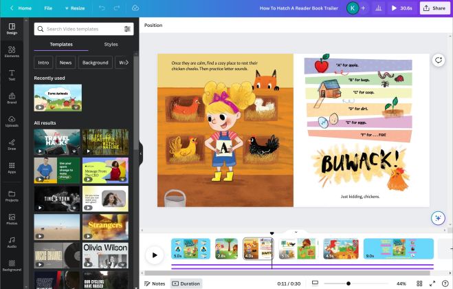 Book Trailer Interior Spread and Canva View